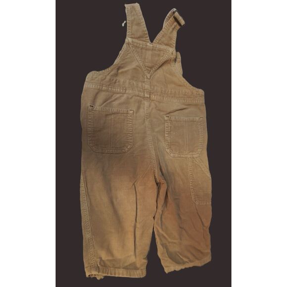 Tommy Hilfiger Vintage 90s Carpenter Tan Bib Corduroy Overalls Toddler 12-18M - Picture 2 of 8
